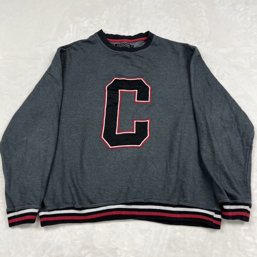 Coogi Sweatshirt Mens XL Gray Varsity Letter C Big Logo Crewneck Pullover